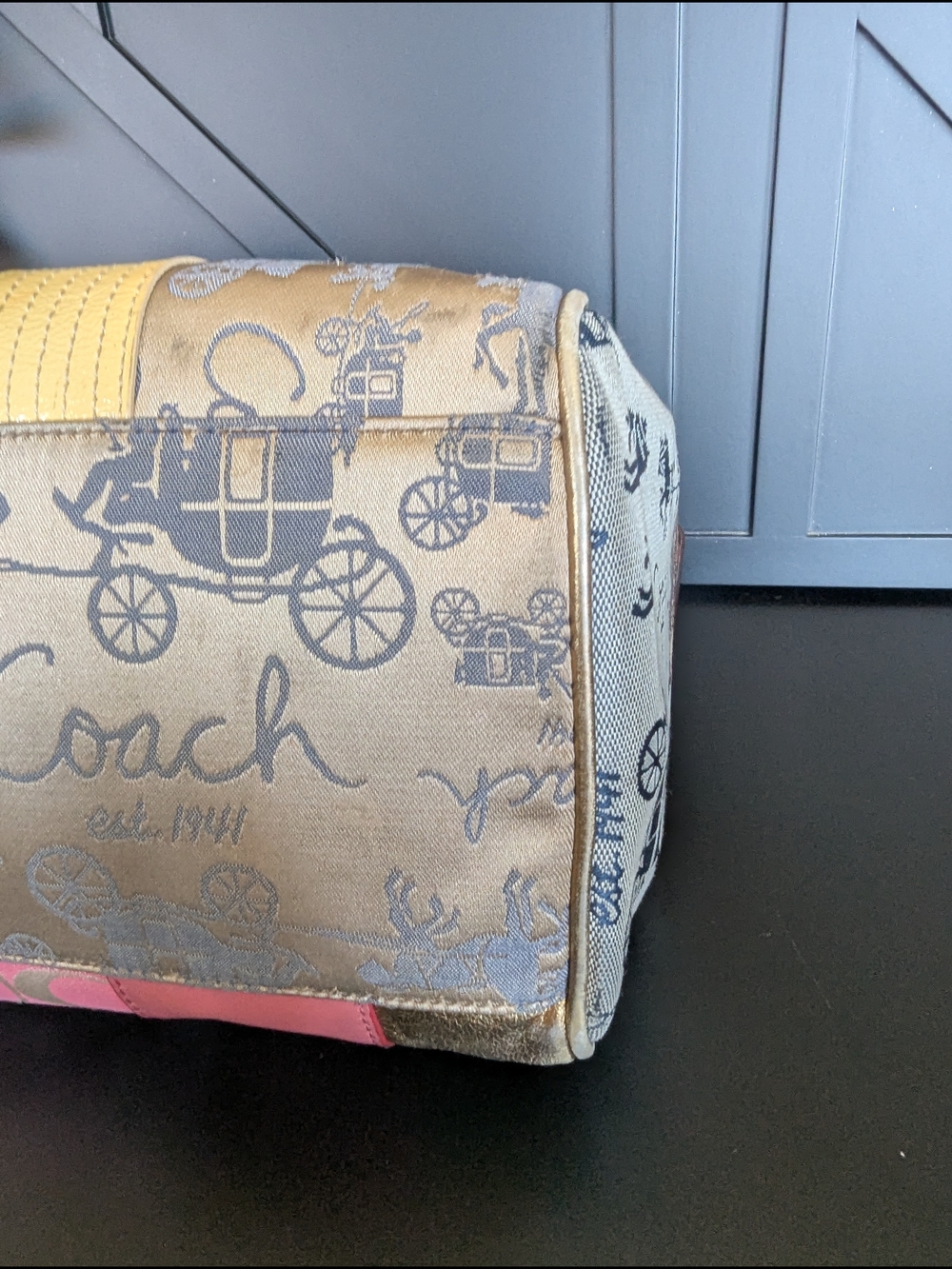 Coach Multicolor Patchwork Shoulder Bag with Gold Accents - Picture 8 of 15